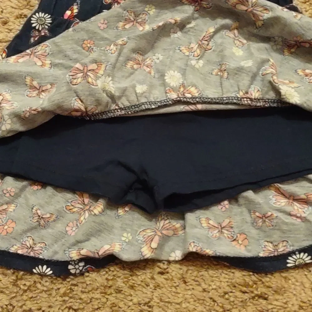 365 Kids Girls size 6 skort shorts‎ red white blue butterfly daisy floral print